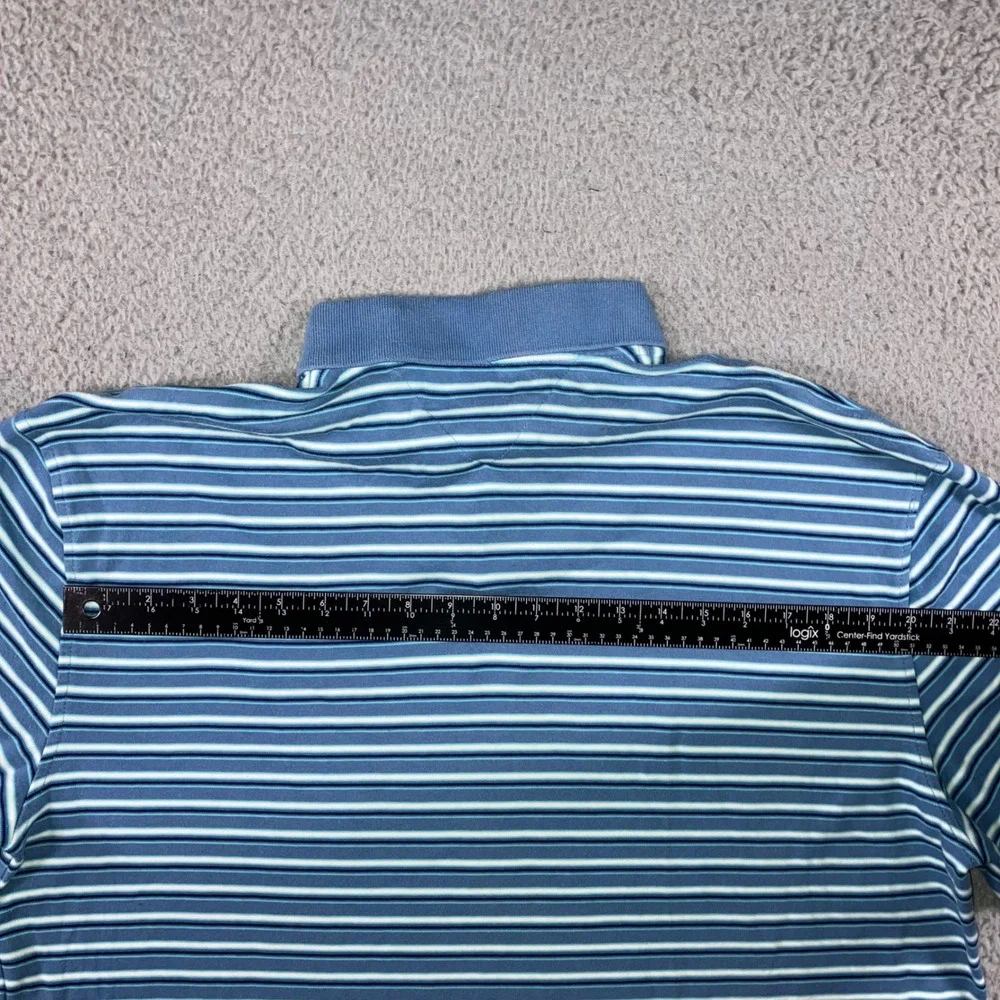 Tommy Hilfiger Polo Shirt Men XXL Blue Striped Short Sleeve Cotton Logo Pique - Picture 6 of 8